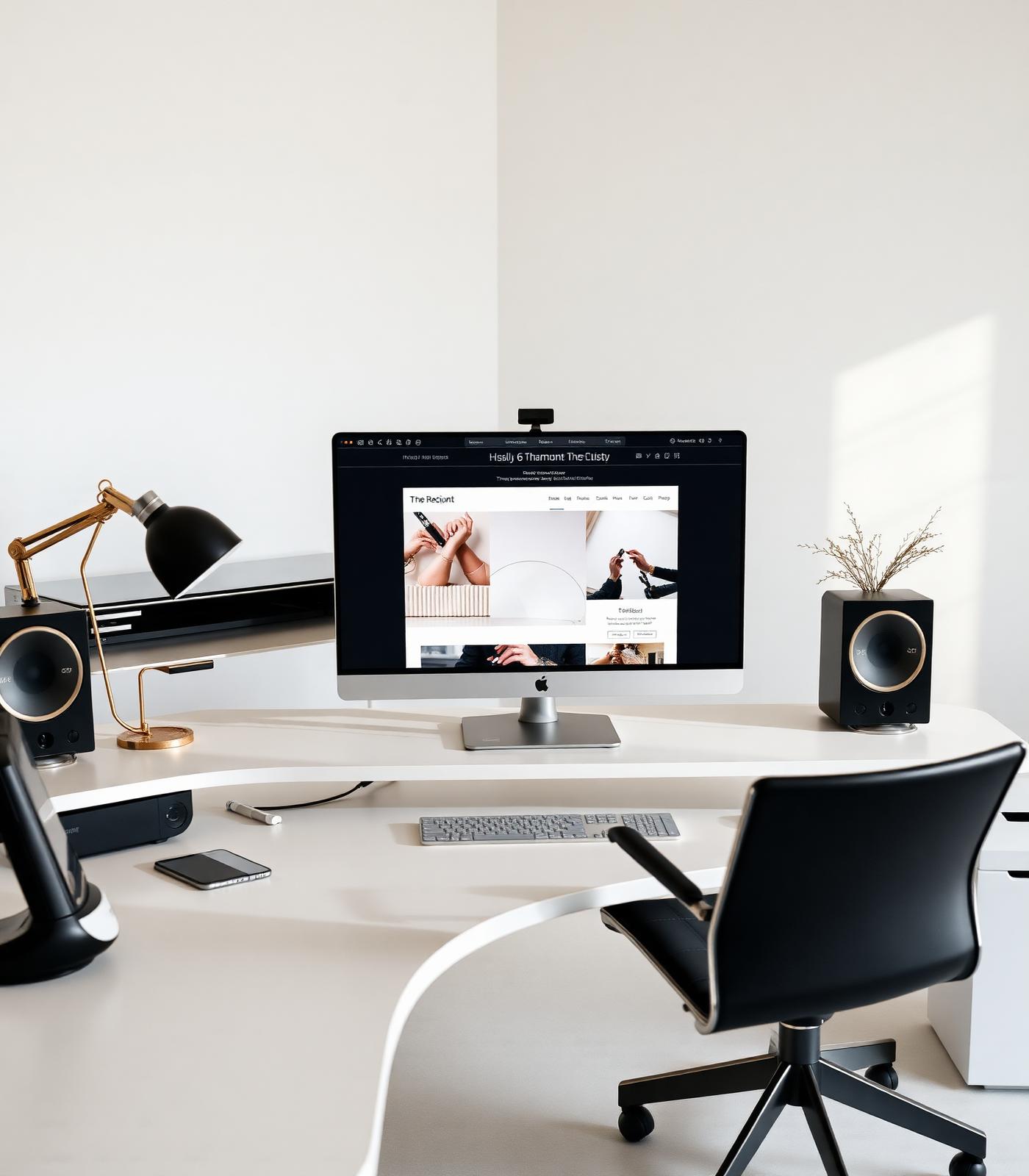 Website design and digital business system interface on a studio workstation