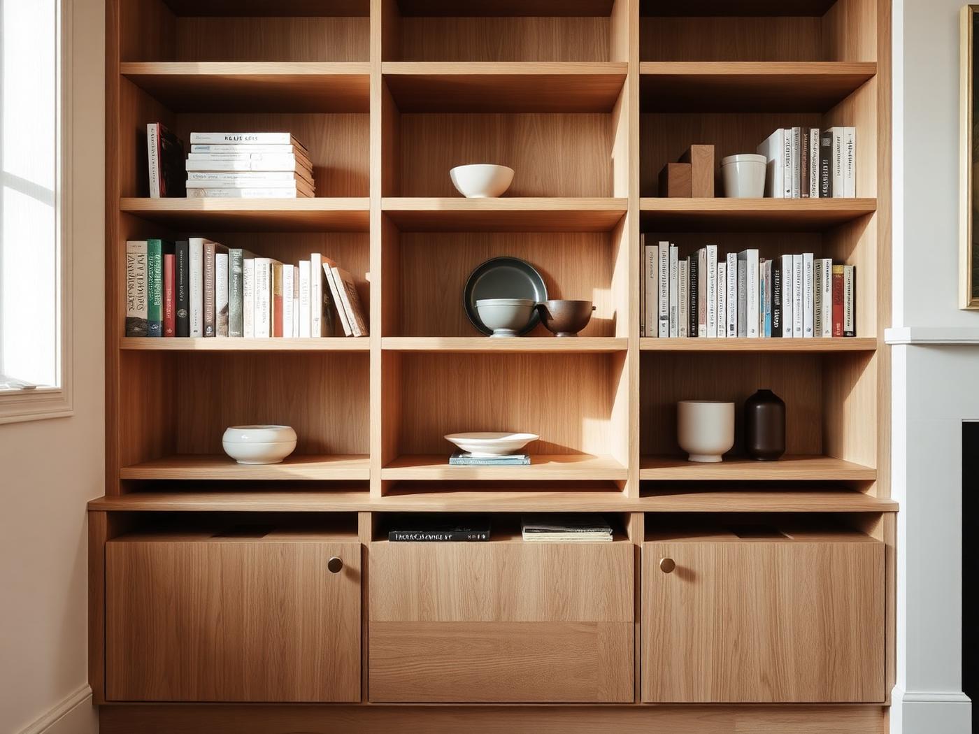 Close-up of joinery on custom oak casework